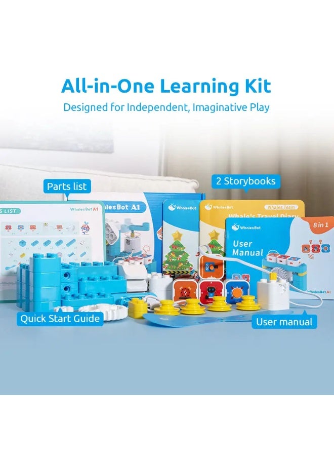 B07NF4Y599 WhalesBot A1 Coding Toy For Kids, Building Block Robot, Fun STEM Toy With Magnetic Controller and Sensor Blocks, Screen-Free Coding With 3 Guide Books For Kids 3-6 - Image 5